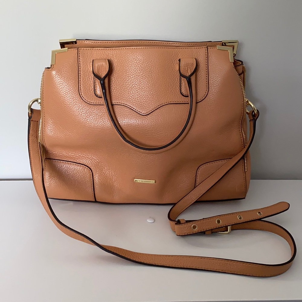 Beautiful Rebecca Minkoff bag purse handbag crossbody gold & brown